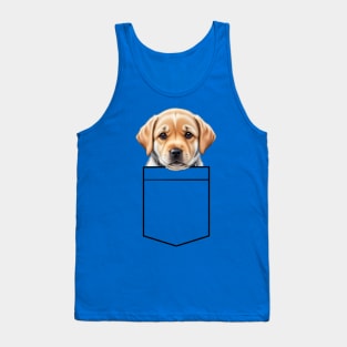 Puppy golden retriever Breast Pocket Bag Tank Top